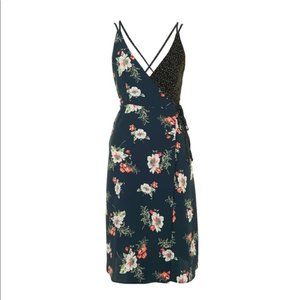 Topshop Floral Polka dot Midi Wrap Dress NWOT